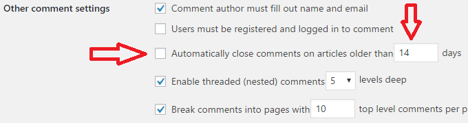 disable comments from older pages and posts