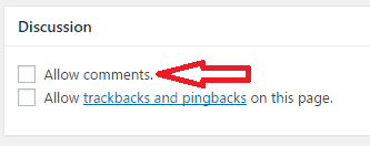remove comments from new posts or pages
