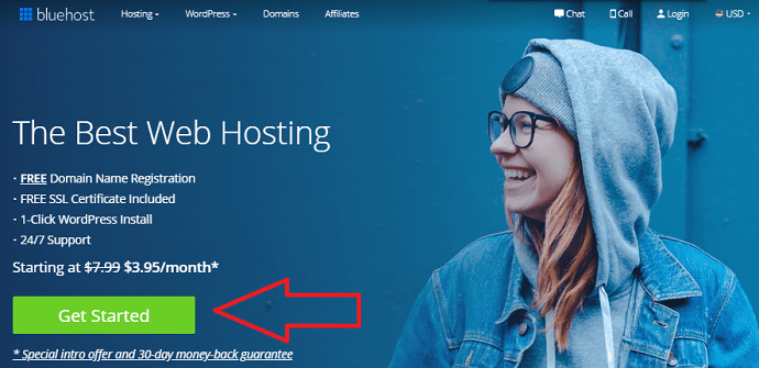 Bluehost Home page