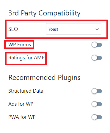 Configure third party plugin settings with AMP