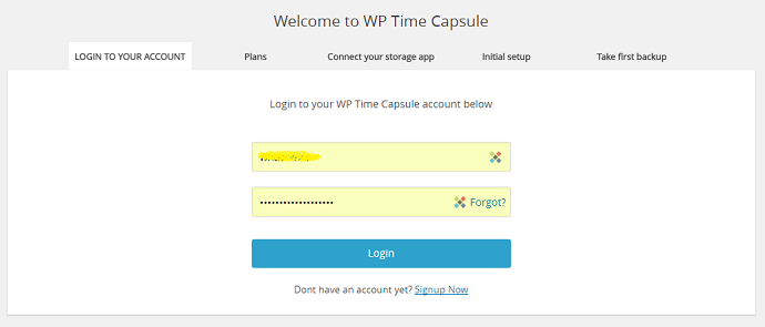 wp time capsule login