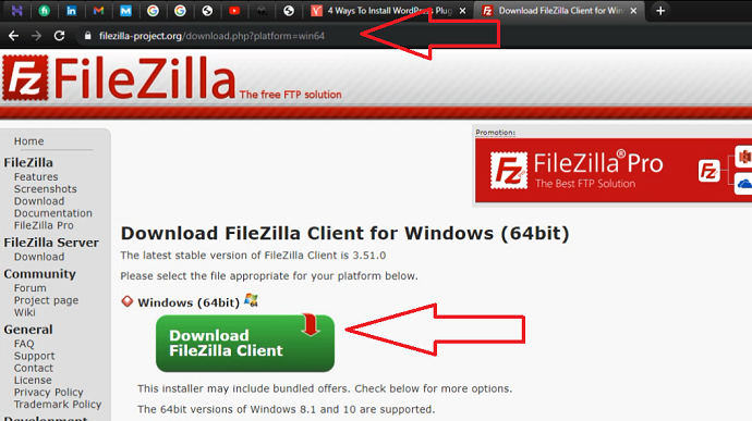 install free FTP client like FileZilla