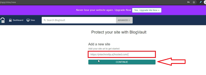 Step 2 Add your website to BlogVault