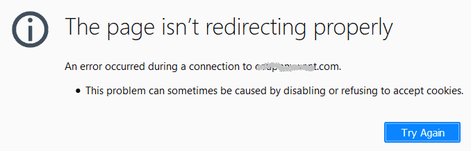 This page isn't redirecting properly Mozilla
