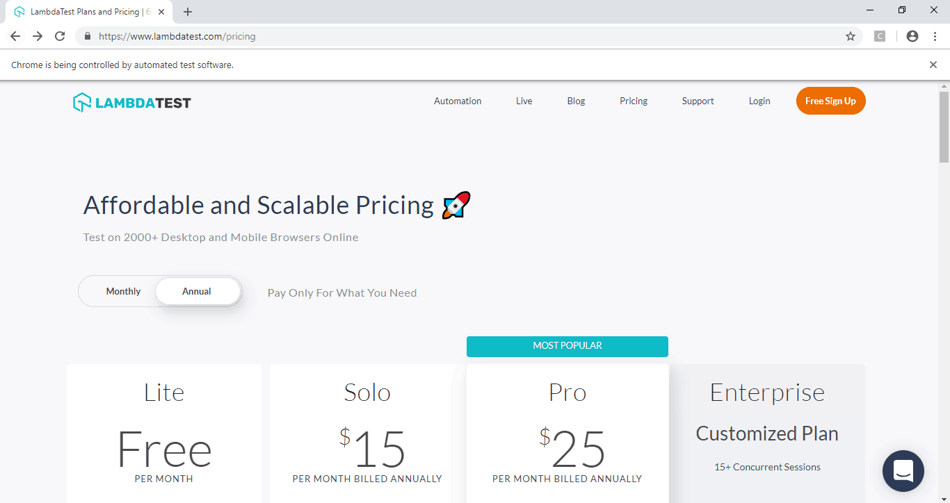 LambdaTest Pricing