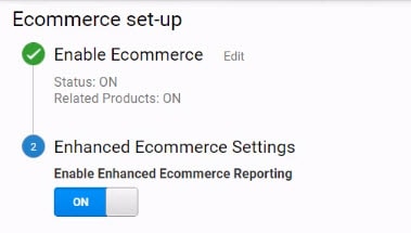 Enable enhanced ecommerce reporting in GA