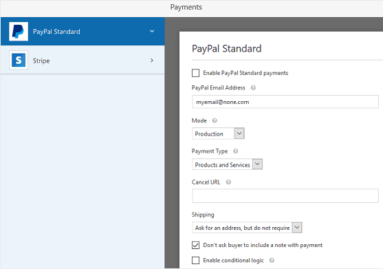 WPForms- Order- Forms-PayPal-Settings