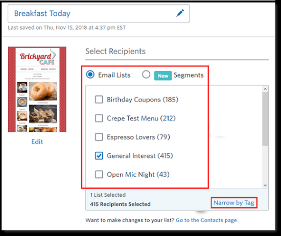 Selecting-email lists-or-segments-to-send-emails-using-Constant-Contact