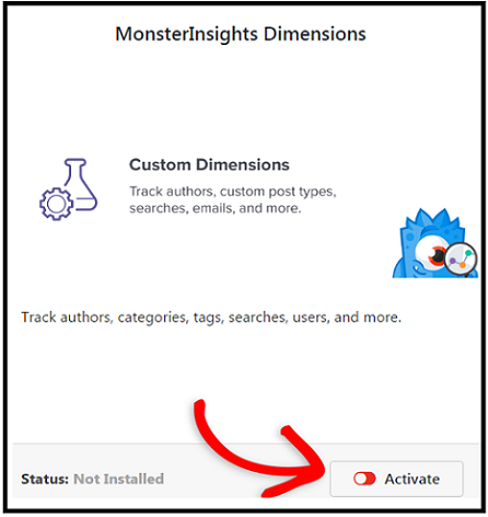 MonsterInsights-Custom Dimensions-addons-activation