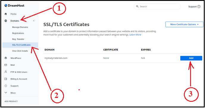 SSL Certificate -option-in-your-DreamHost Panel