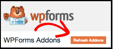 WPForms Refresh Addons button-to-display-all the addons of WPForms according to the plan you have purchased