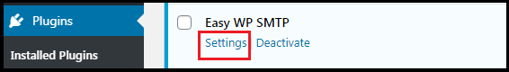 Plugins-Installed Plugins-Easy WP SMTP-Settings