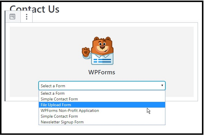 WPForms widget 