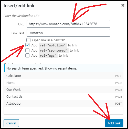 Adding-nofollow-to-your- affiliate link-in-WordPress