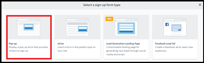 Selecting-pop-up-sign-up-form-type