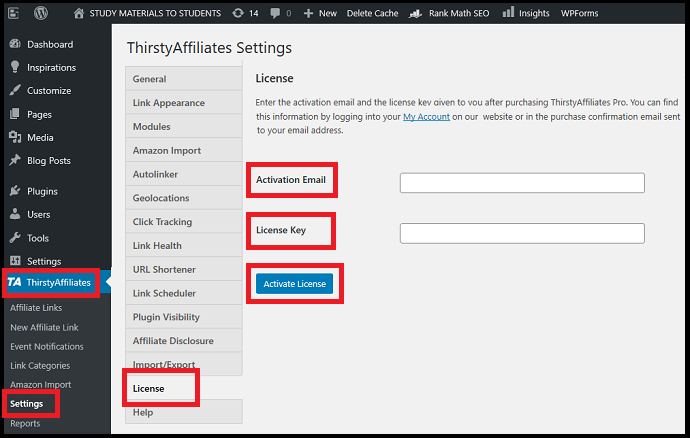 Activating-licenses-of-ThirstyAffiliates Pro-Addon
