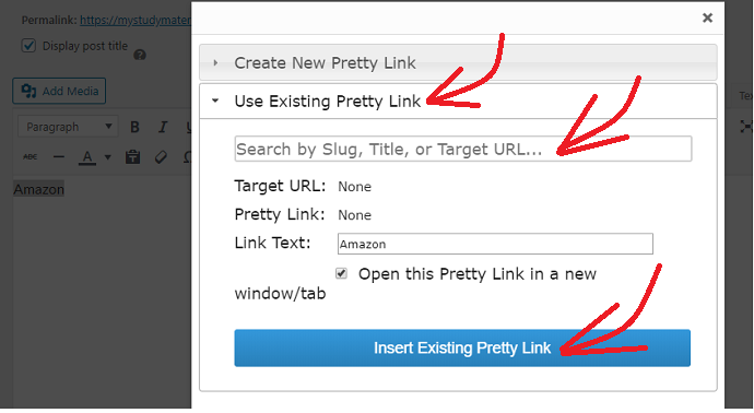 Add-affiliate link-in-WordPress-classic editor-posts-using-Pretty Links Free Plugin