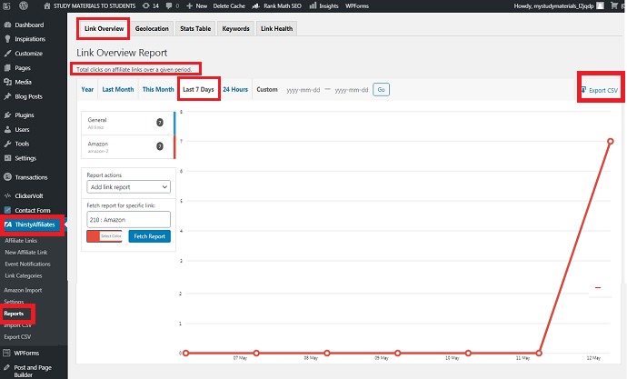 View-Overview report-of-affiliate links-in-WordPress-dashboard-using-ThirstyAffiliates