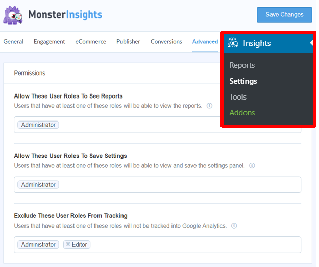 MonsterInsights-Settings-To-Manage-GoogleAnalytics-Permissions-To-User-Roles