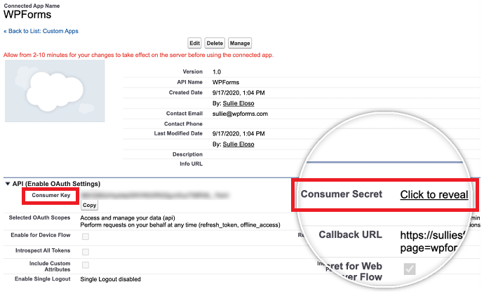 Consumer-Key-and-Consumer-Secret-information-in-Salesforce
