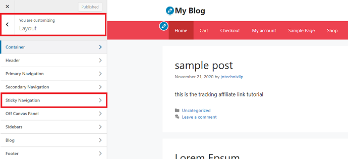 Check whether the WordPress theme has an inbuilt Sticky Menu Feature or not