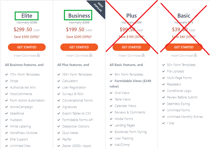 Formidable Forms Survey plugin Pricing and Plans
