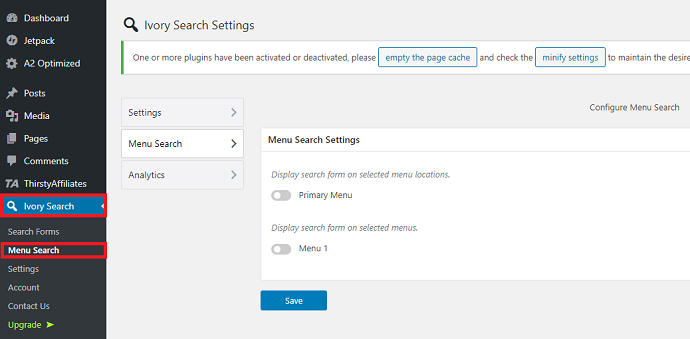 Step 2 Open Menu Search settings
