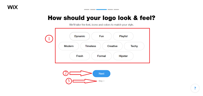 choose type of logo in Wix