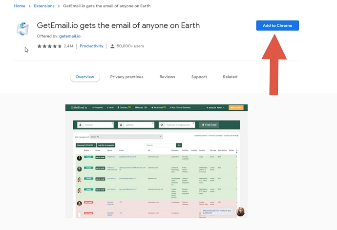 Step 1 Install GetEmail.io Chrome Extension