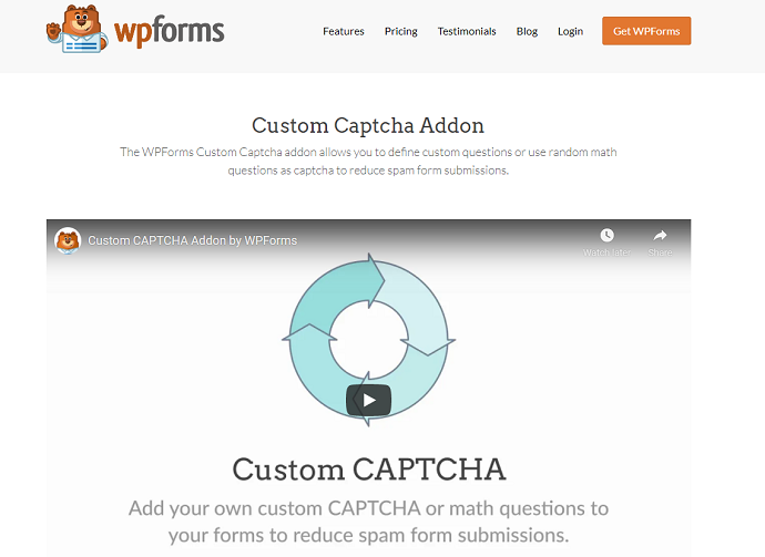 3. WPForms Custom Captcha - reCaptcha alternative