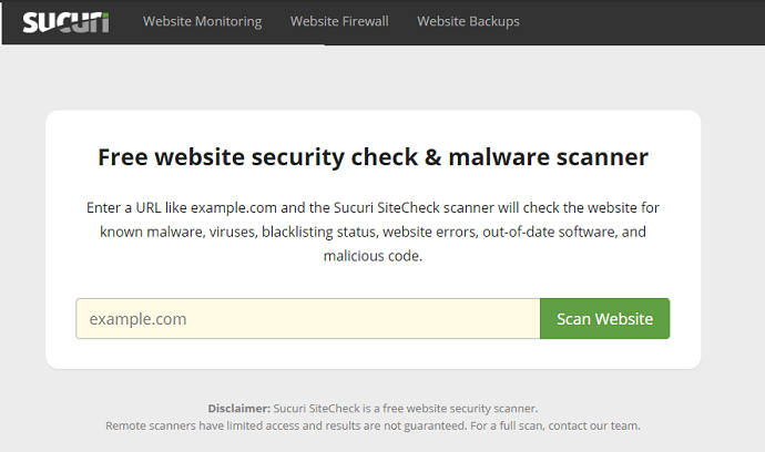 Method 1: Using Sucuri SiteCheck Online Malware Scanning Tool
