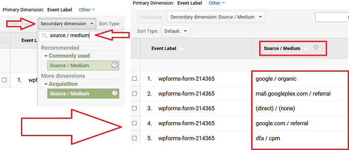 Step 4 Use Secondary dimension feature to Find Sources