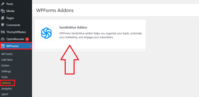 Step 2 Install the WPForms Sendinblue Addon