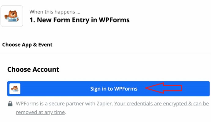 Step 8 Initiate a connection between Zapier and WPForms