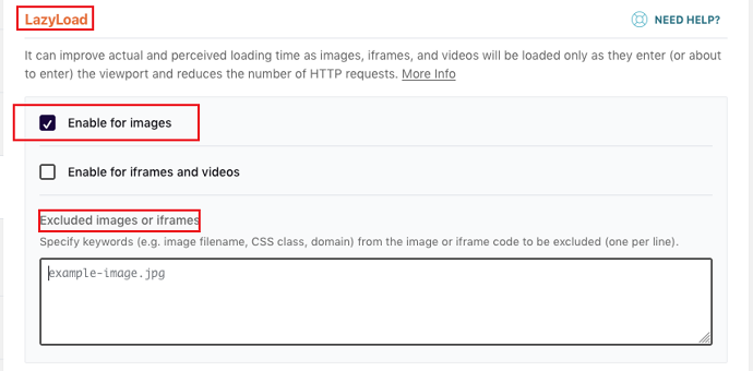 Enable lazy load on images to increase loading time of website