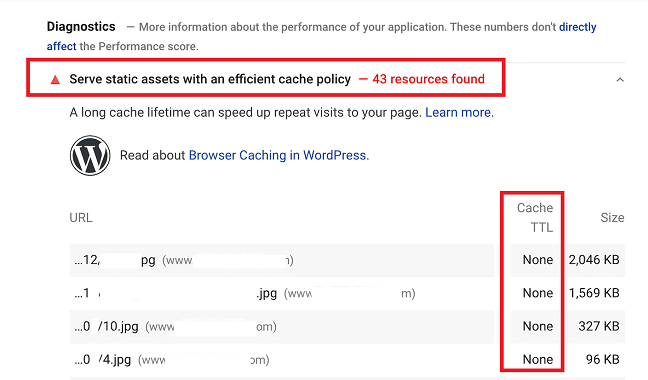 Google Page Speed Recommends to Enable Caching for improving the LCP Core web vital