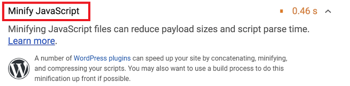 Google Page Speed Recommends to Minify the Javascript