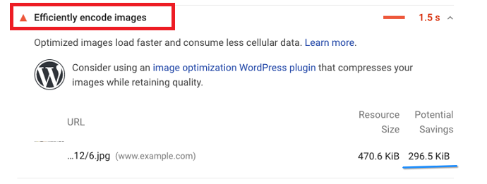 Google pagespeed suggest to efficiently encode images - Improve LCP
