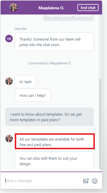 Chat with EmailOctopus team about templates