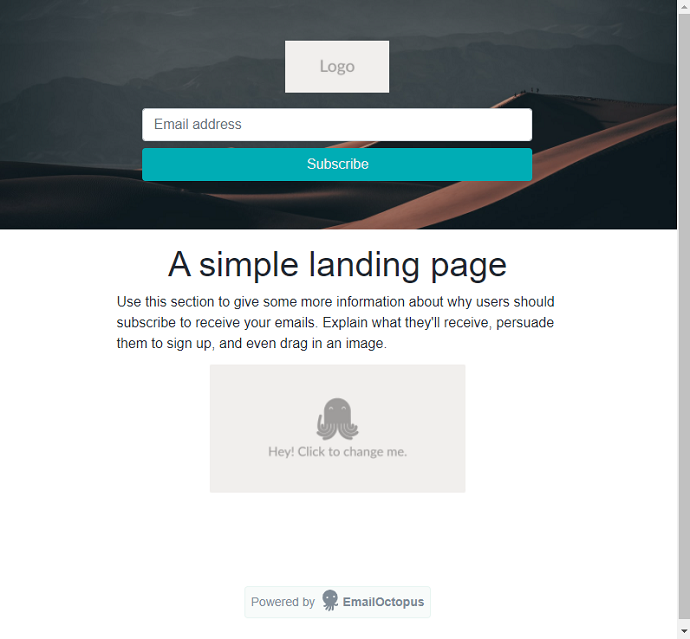EmailOctopus Landing Pages Templates 4