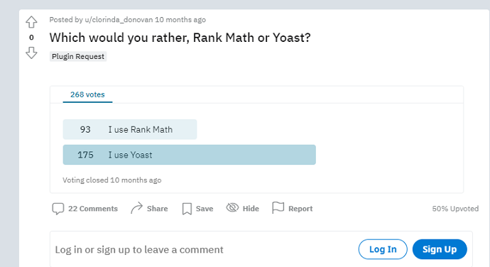 RankMath vs Yoast discussion on reddit - 6