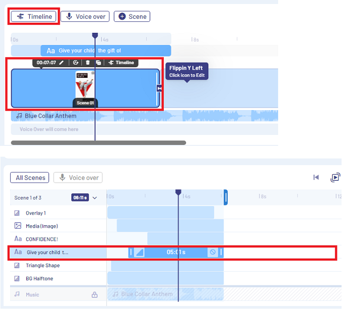 Step 14 Change Duration of Scene or Layers