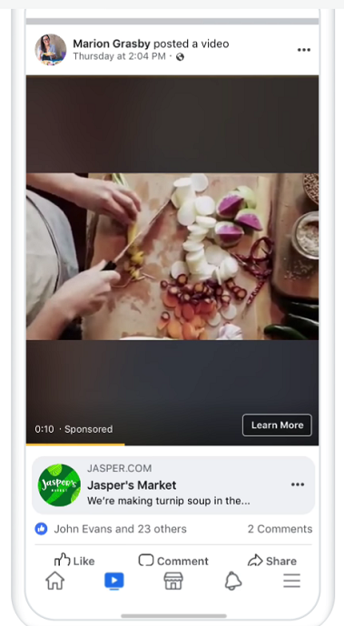 facebook video ads (in-stream) example