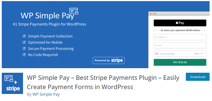 #5 WP Simple Pay - For Stripe Focused Donations