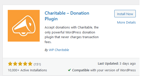 Step 1 Install & Activate the Charitable WordPress Plugin