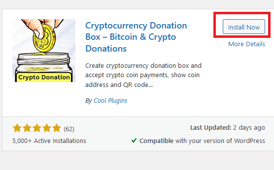 Step 1 Install & Activate the Cryptocurrency Donation Box Plugin