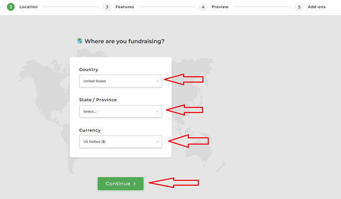 Step 4 Specify the Location & Currency from where you are Fundraising