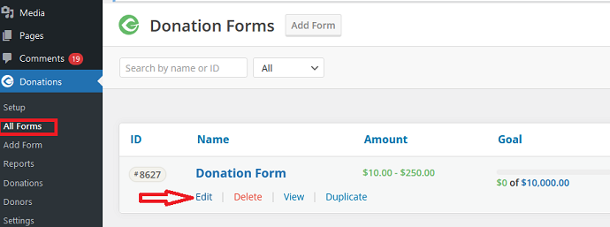 Step 9 Edit the Donation Form
