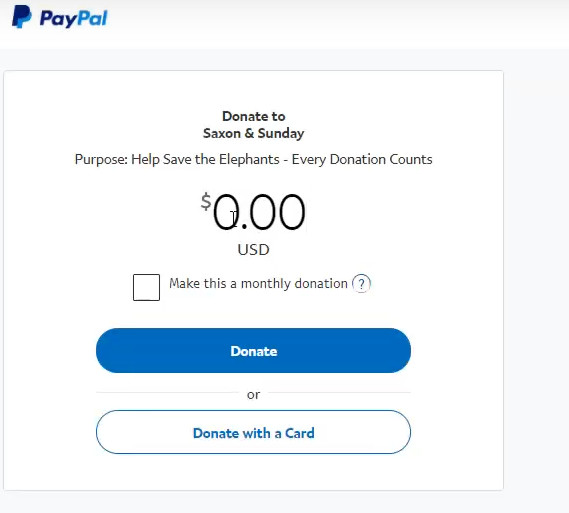 When donors tap on the donate button, they will be redirected to the PayPal donation form like this