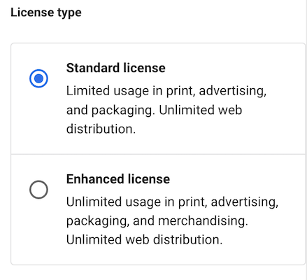 License Type in Shutterstock